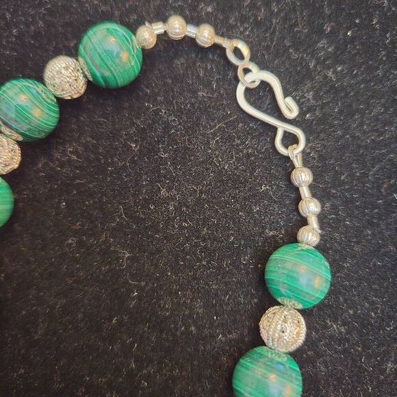 NEW Malachite & Sterling Silver Necklace Set 3 piece - Picture 7 of 11